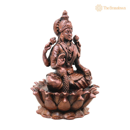 Copper Lakshmi Idol Murti – Handcrafted Mahalakshmi Goddess Statue for Pooja, Home Décor &amp; Spiritual Gifting 3 Inch 2