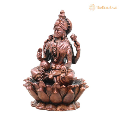 Copper Lakshmi Idol Murti – Handcrafted Mahalakshmi Goddess Statue for Pooja, Home Décor &amp; Spiritual Gifting 3 Inch 3