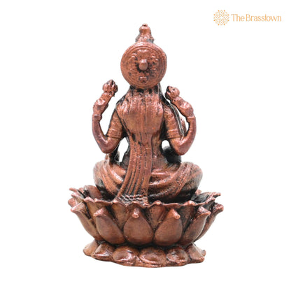 Copper Lakshmi Idol Murti – Handcrafted Mahalakshmi Goddess Statue for Pooja, Home Décor &amp; Spiritual Gifting 3 Inch 4