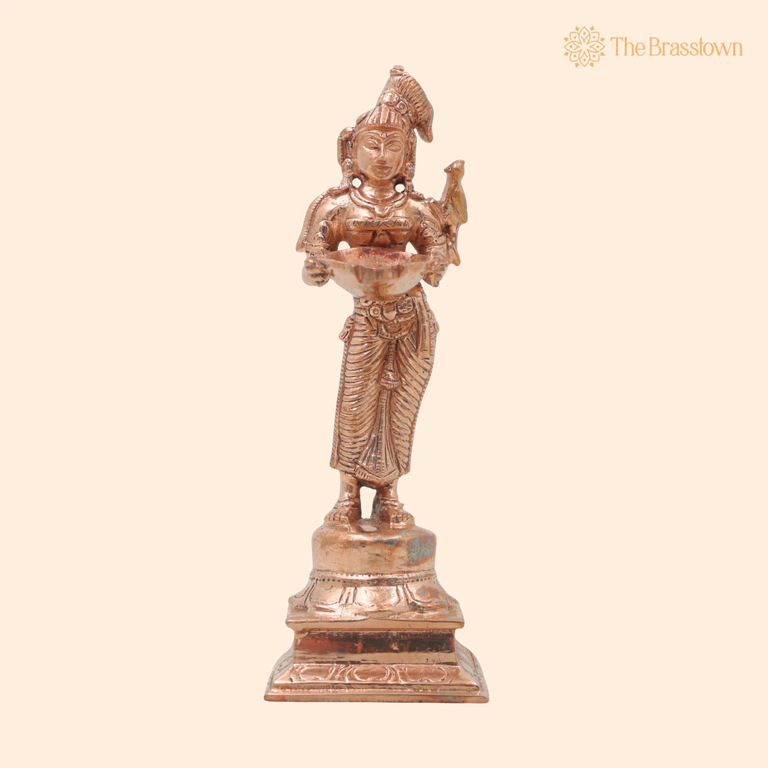 Bronze Deepalakshmi Idol – Handcrafted Chola Style Lakshmi Vilakku Lamp for Pooja, Home Décor &amp; Spiritual Gifting 6.5 Inch 1