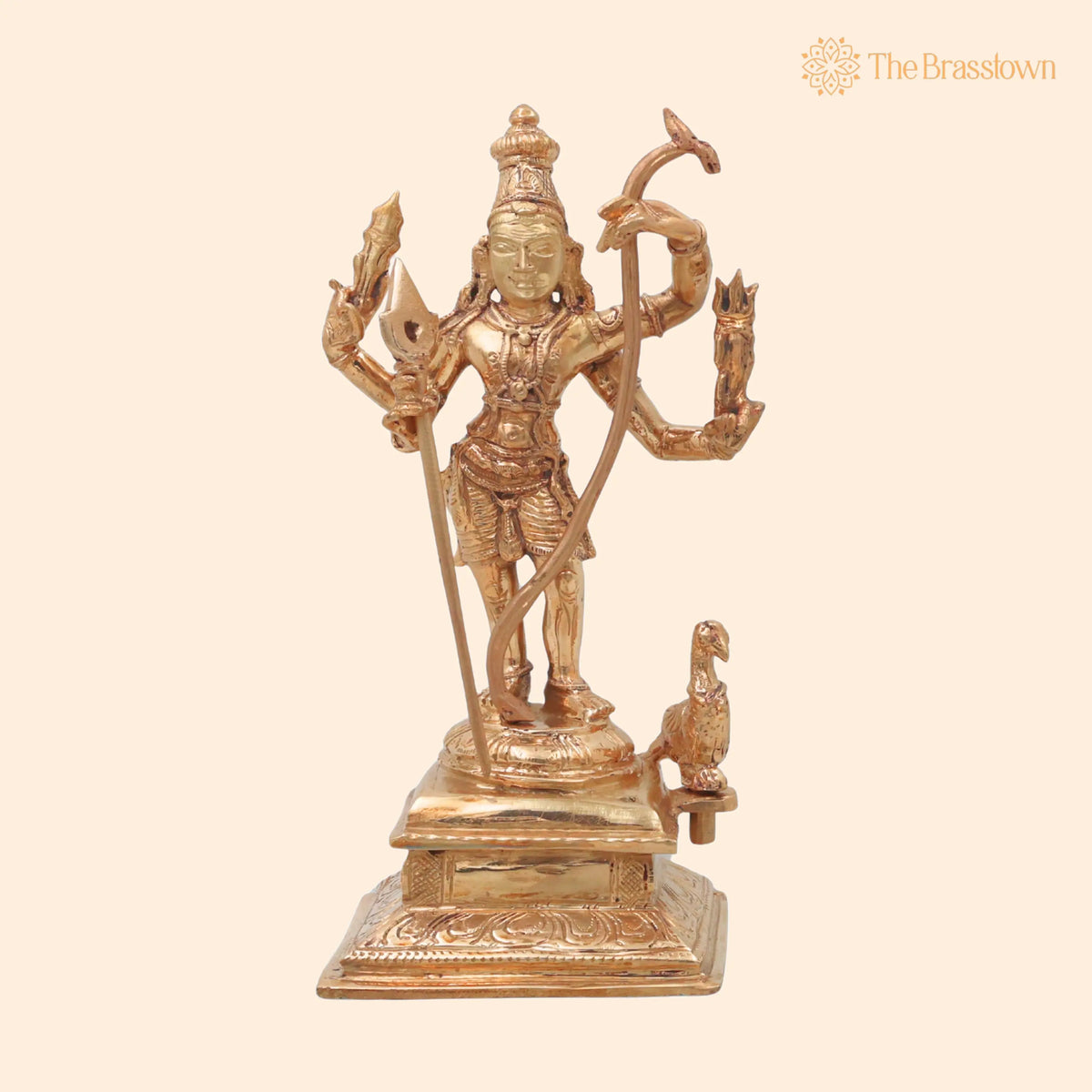 Bronze Murugan Idol – Handcrafted Lord Kartikeya Subrahmanya Skanda Statue for Pooja, Home Décor &amp; Gifting 9 Inch 1