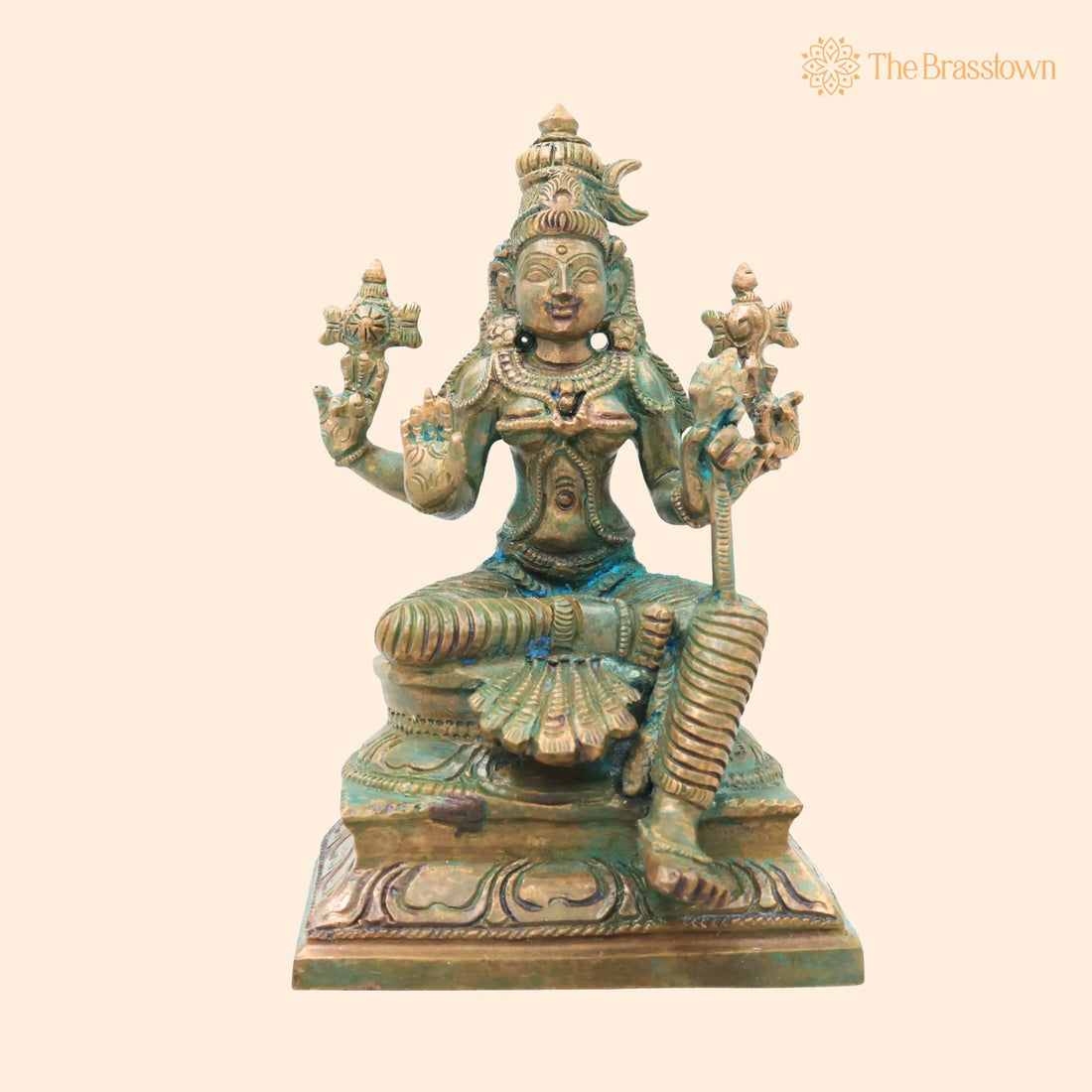 Bronze Bhuvaneshwari Devi Idol for Pooja – Handcrafted Kamakshi Devi Home Temple Décor, Spiritual Gifting &amp; Vastu 6 Inch 1