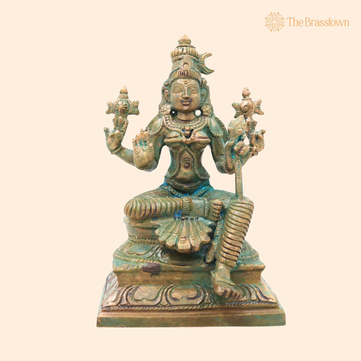 Bronze Bhuvaneshwari Devi Idol for Pooja – Handcrafted Kamakshi Devi Home Temple Décor, Spiritual Gifting &amp; Vastu 6 Inch 1