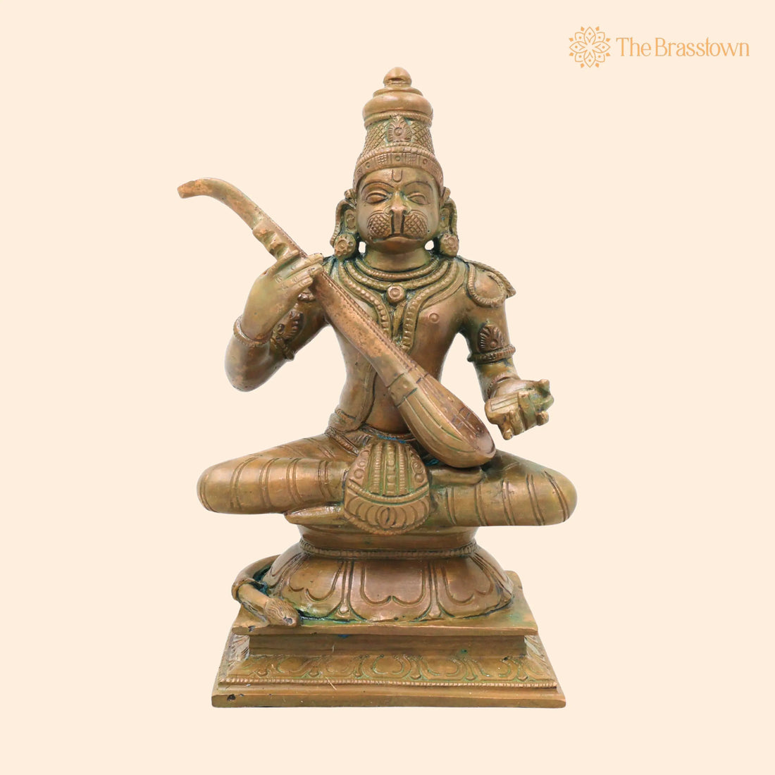 Bronze Veena Pani Hanuman Idol – Handcrafted Chola Anjaneya Murti for Pooja, Home Décor, Temple &amp; Gifting 7.5 Inch 1