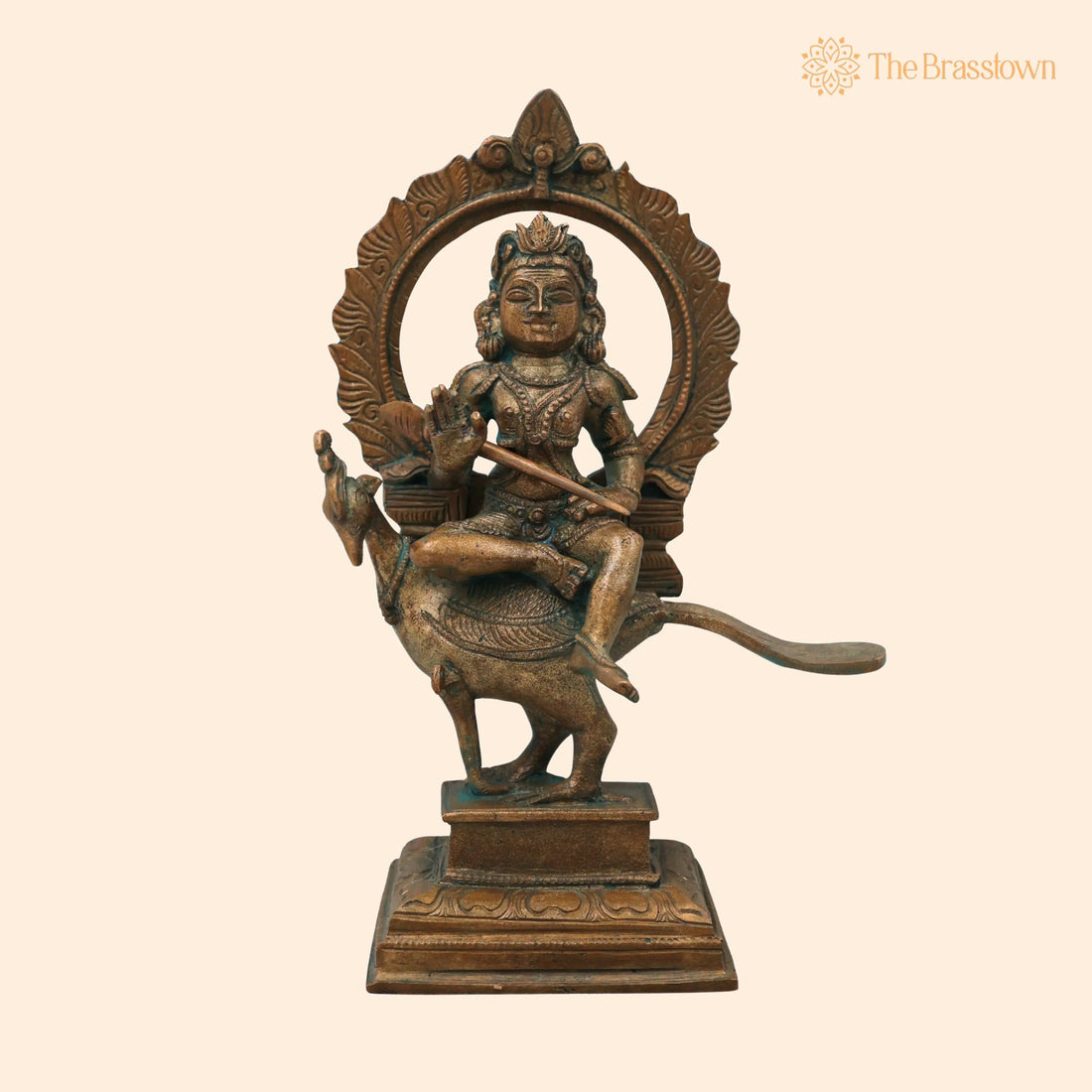 Bronze Murugan on Peacock Idol – Lord Subramanya Kartikeya Statue for Pooja, Home Décor, Gifting, Handcrafted Chola Style 8 Inch 1