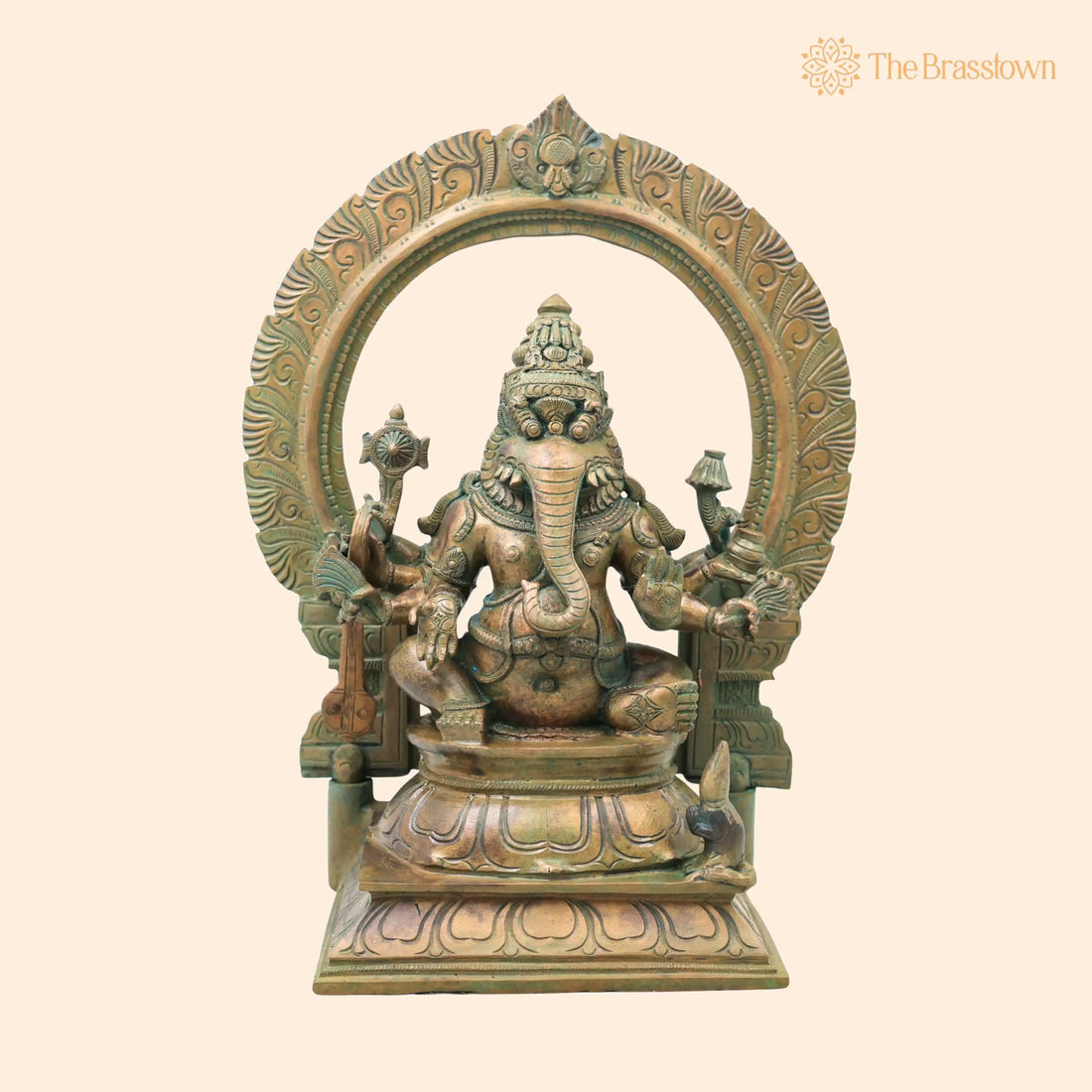 Bronze Narasimha Ganesha Idol – Handcrafted Chola Style Narasimha Ganapati Murti for Pooja, Home Décor &amp; Gifting 14 Inch 1