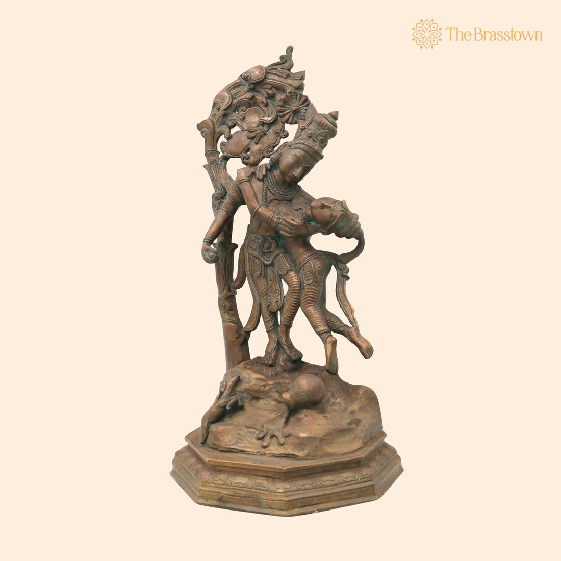 Handcrafted Chola Bronze Radha Krishna Idol – Shri Radhakrishna Murti for Pooja, Mandir, Home Décor &amp; Gifting 14 Inch 1
