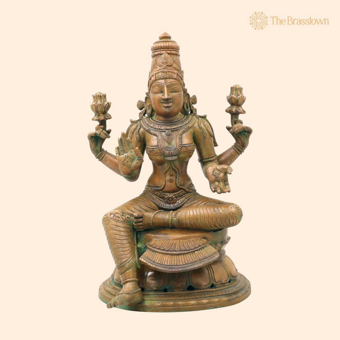 Handcrafted Chola Bronze Lakshmi Mahalakshmi Devi Idol for Pooja – Home Décor &amp; Spiritual Gifting 13 Inch 1