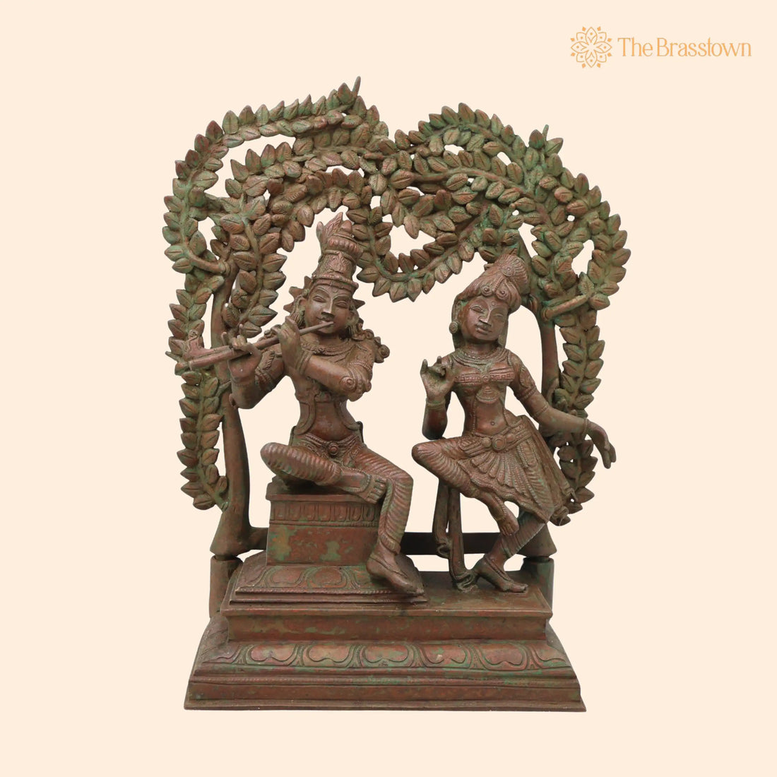 Handcrafted Bronze Radha Krishna Idol – Shri Radha Krishna Divine Couple Sculpture, Chola Style Murti for Pooja &amp; Décor 13.5 Inch 1