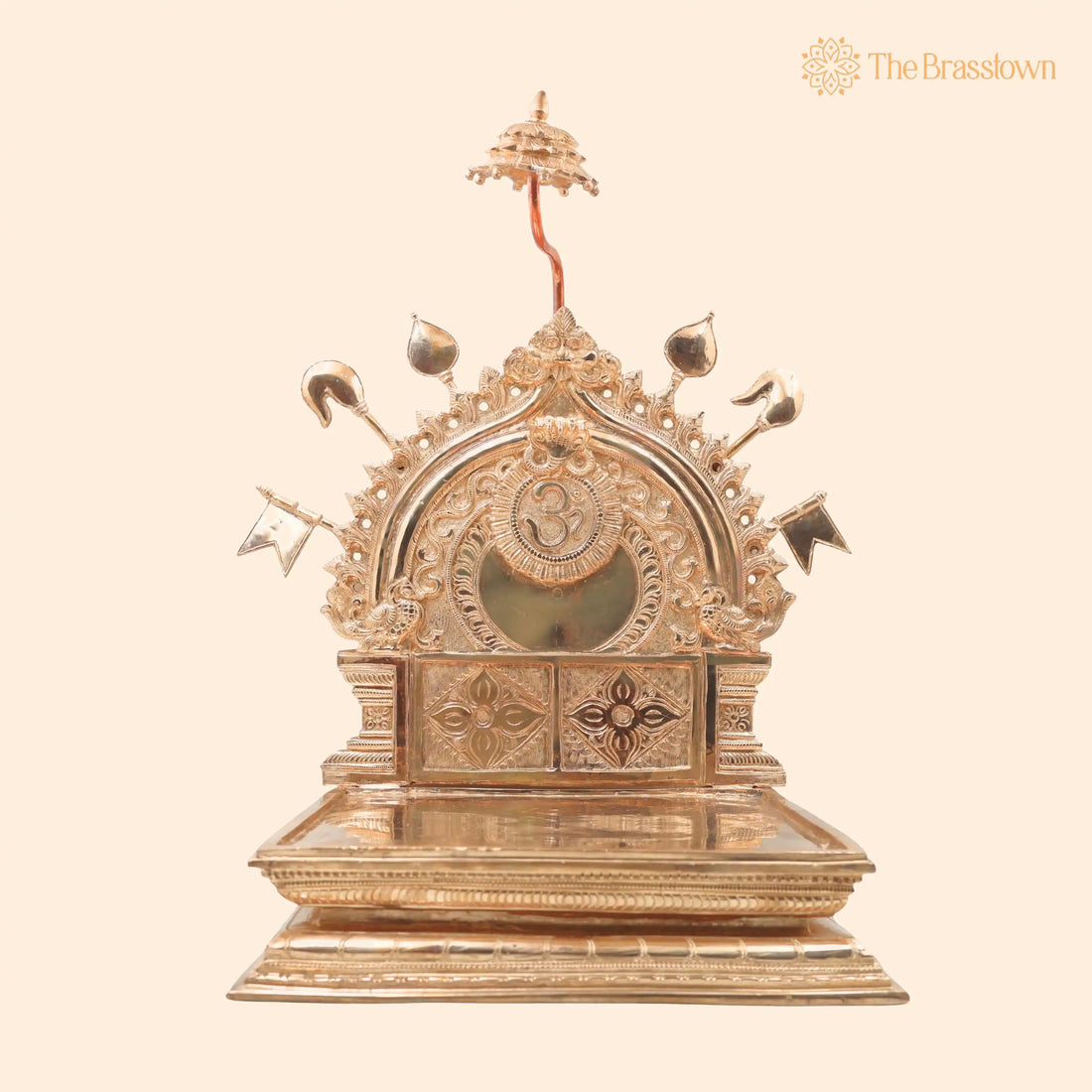 Bronze Prabhavali with Chowki for Temple Pooja – Handcrafted Home Mandir Décor &amp; Gifting 21.5 Inch 1