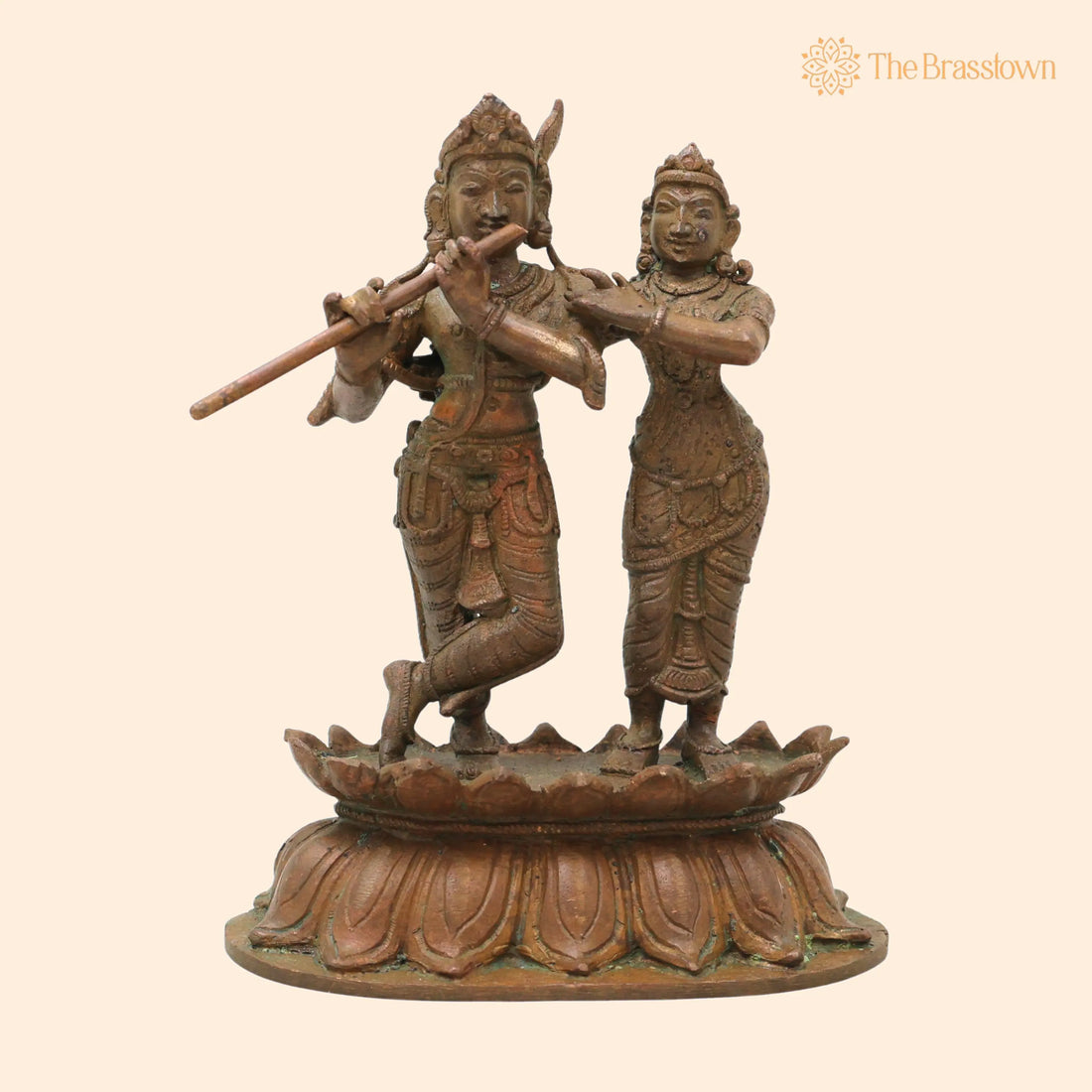Bronze Radha Krishna Idol – Handcrafted Chola Art Radha Madhav Murti for Pooja, Home Décor &amp; Gifting 5.5 Inch 1