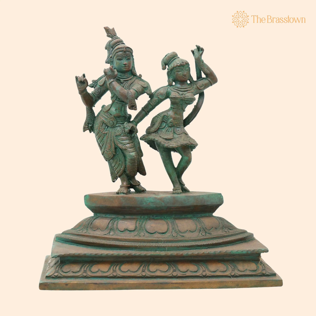 Bronze Radha Krishna Idol – Handcrafted Radha Madhav Murti for Pooja, Home Décor &amp; Spiritual Gifting 8 Inch 1