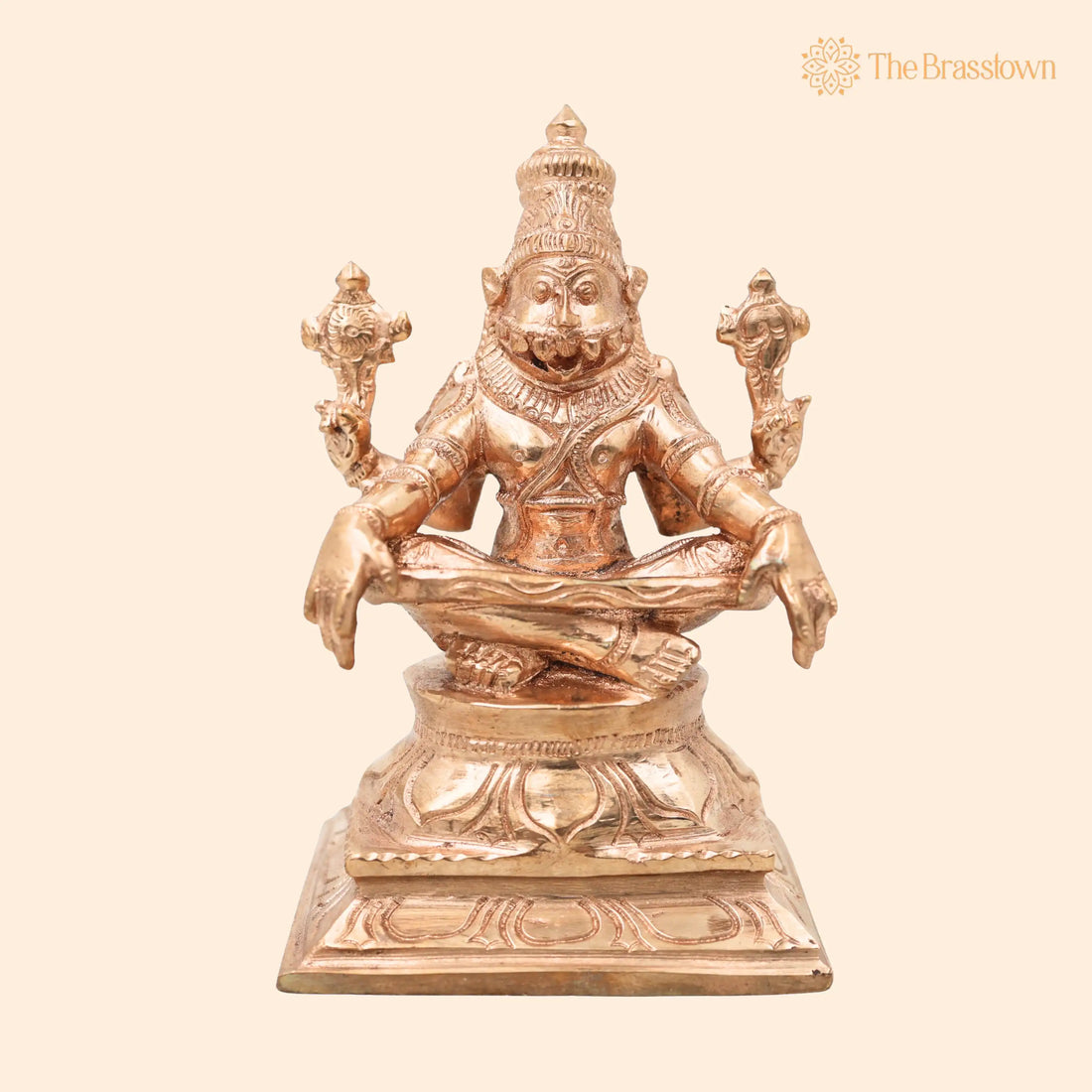 Handcrafted Bronze Yoga Narasimha Idol – Chola Style Narasimha Swamy Murti for Pooja, Home Décor &amp; Gifting 5 Inch 1