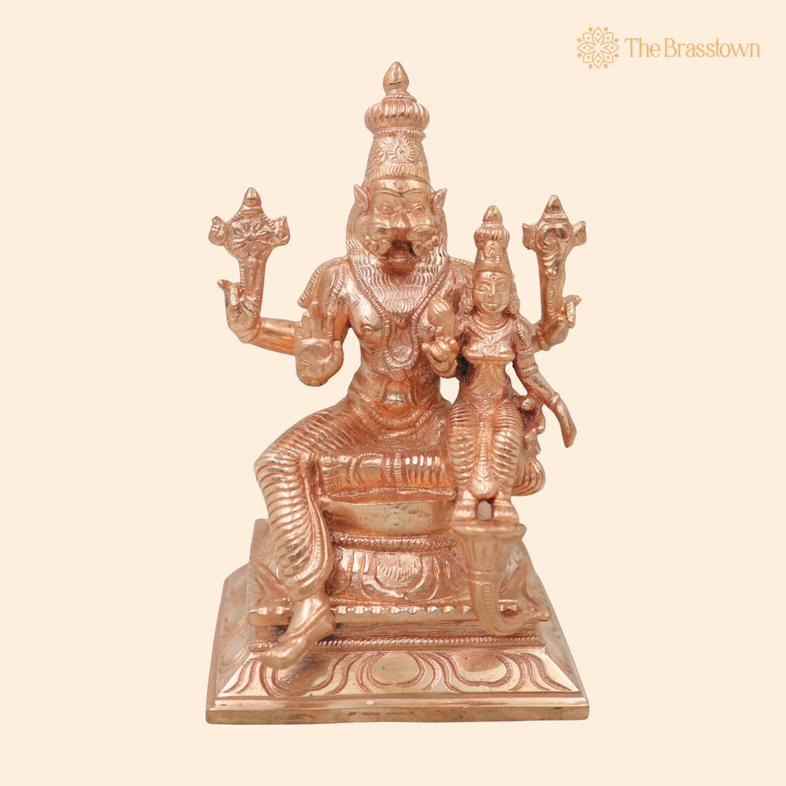 Handcrafted Chola Bronze Lakshmi Narasimha Idol – Sri Narahari Nrusimha Murti for Pooja, Home Décor &amp; Gifting 7 Inch 1