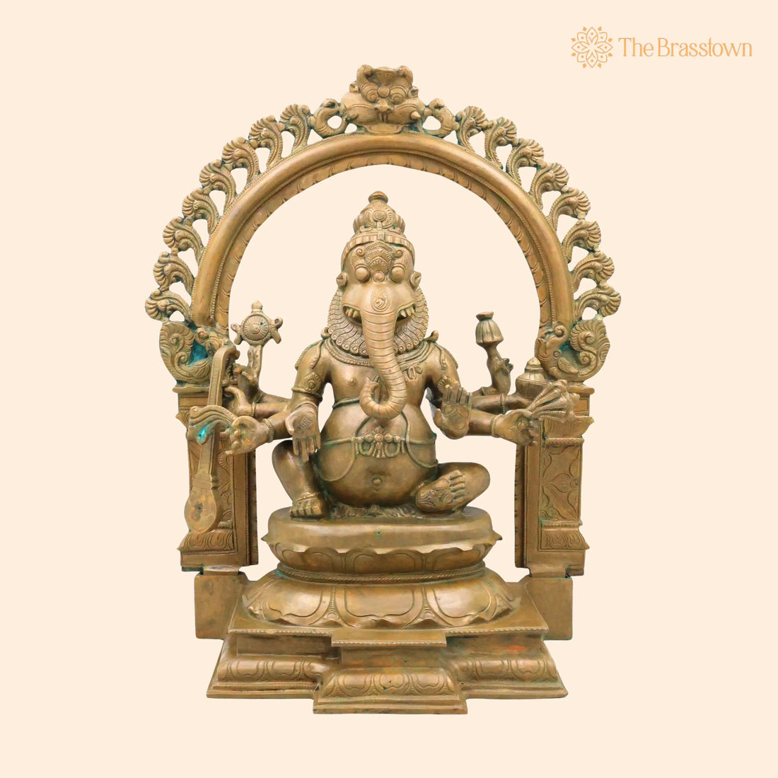 Bronze Narasimha Ganesha Idol – Handcrafted Chola Style Narasimha Ganapati Murti for Pooja, Home Décor &amp; Gifting 16 Inch 1
