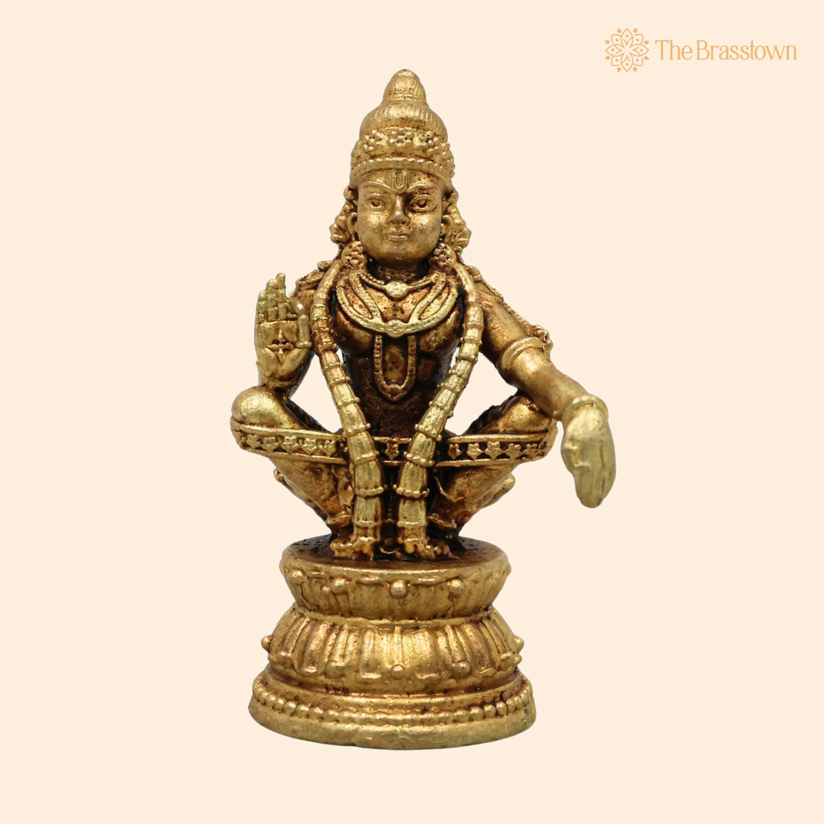 Brass Ayyappa Swamy Idol – Manikandan Dharma Shasta Murti Handcrafted Traditional Pooja Home Décor Gift 2.5 Inch 1