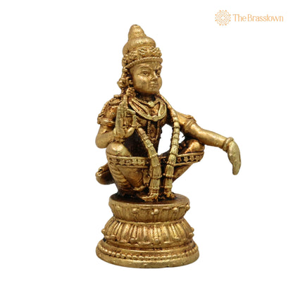 Brass Ayyappa Swamy Idol – Manikandan Dharma Shasta Murti Handcrafted Traditional Pooja Home Décor Gift 2.5 Inch 2