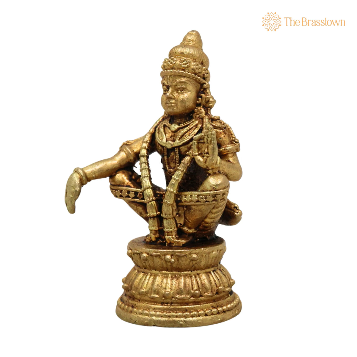 Brass Ayyappa Swamy Idol – Manikandan Dharma Shasta Murti Handcrafted Traditional Pooja Home Décor Gift 2.5 Inch 3