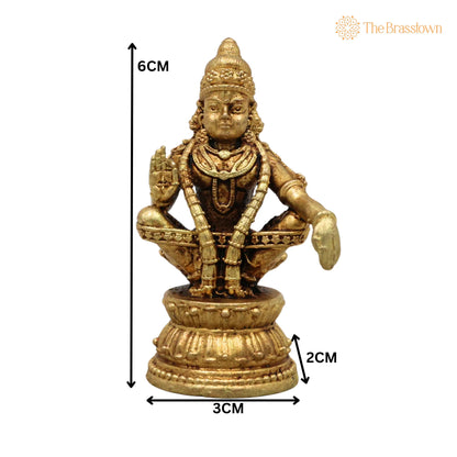 Brass Ayyappa Swamy Idol – Manikandan Dharma Shasta Murti Handcrafted Traditional Pooja Home Décor Gift 2.5 Inch 5