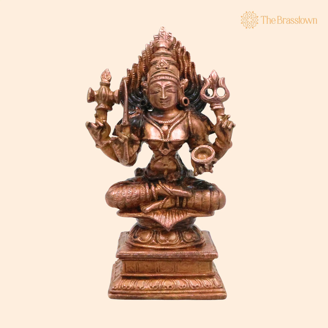 Copper Mariamma Mariamman Amman Devi Murti – Handcrafted Traditional Chola Pooja Home Décor Gifting Goddess Idol 4 Inch 1
