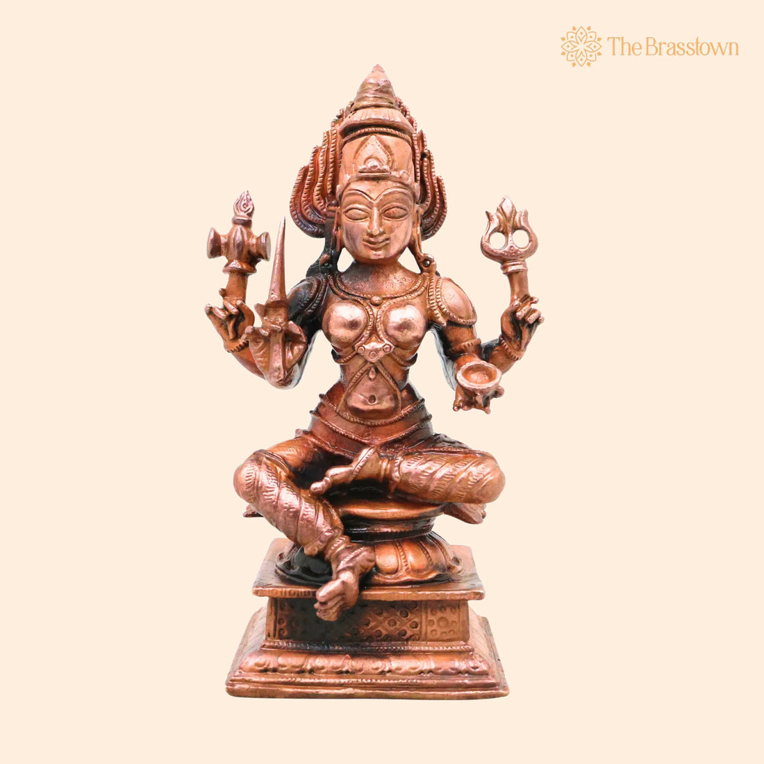 Copper Mariamma Amman Idol – Mariamman Devi Murti, Handcrafted Traditional Chola Pooja Home Décor Gift 4.5 Inch 1