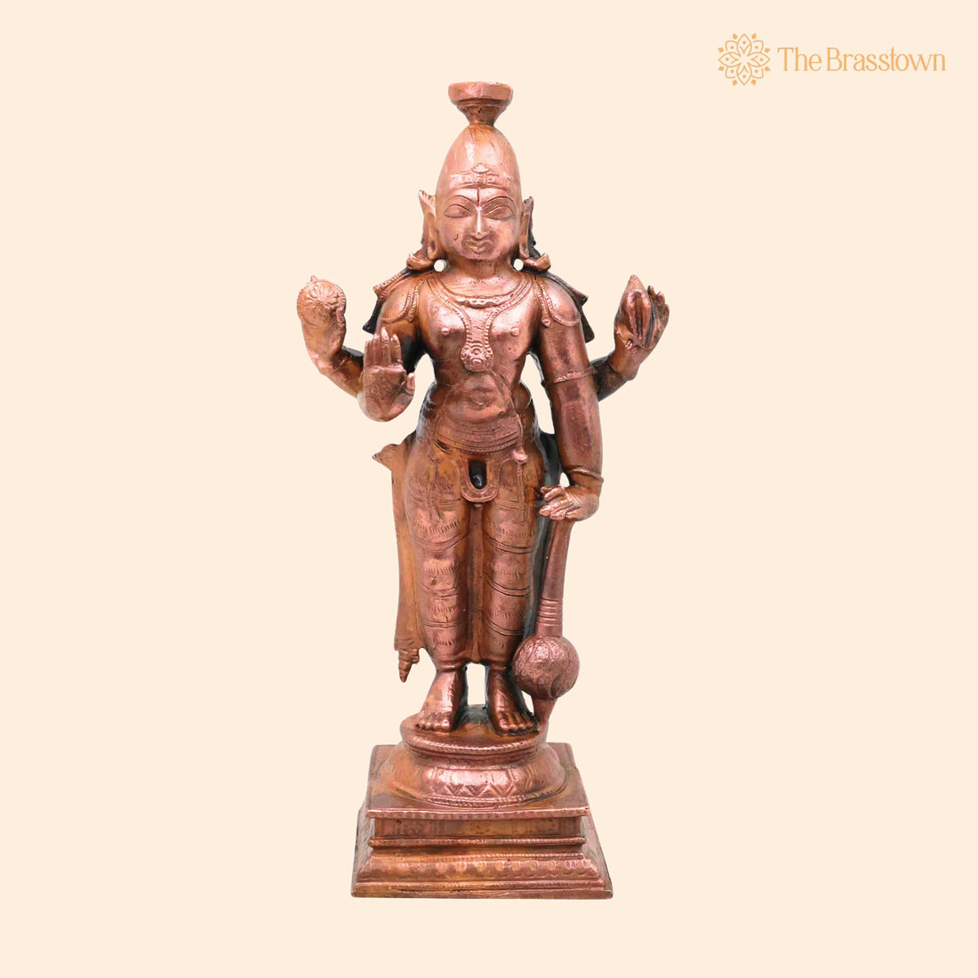Copper Guruvayurappan Idol – Sri Krishna Murti, Handmade Pooja Statue for Home Décor &amp; Gifting 6.5 Inch 1