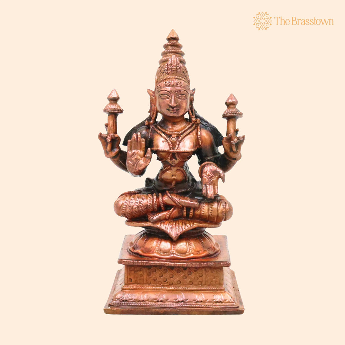 Copper Mahalakshmi Idol – Handcrafted Traditional Tamra Lakshmi Vigraha for Pooja, Vastu, Home Décor &amp; Gifting 4 Inch 1