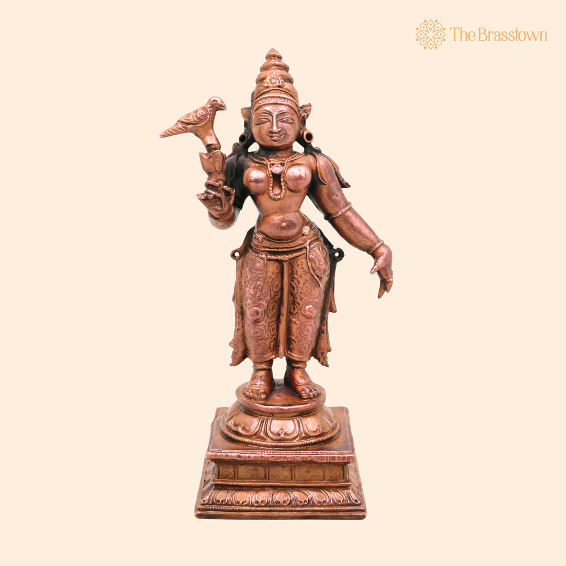 Copper Meenakshi Amman Idol – Sri Meenakshi Devi Murti, Handcrafted Traditional Pooja Home Décor Gift 4.5 Inch 1