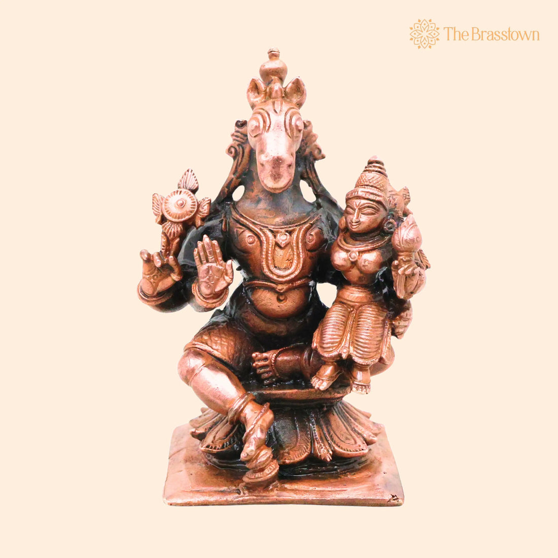 Copper Sri Lakshmi Hayagriva Murti – Handcrafted Traditional Hayagreeva Perumal Idol for Pooja Home Décor Gift 3 Inch 1