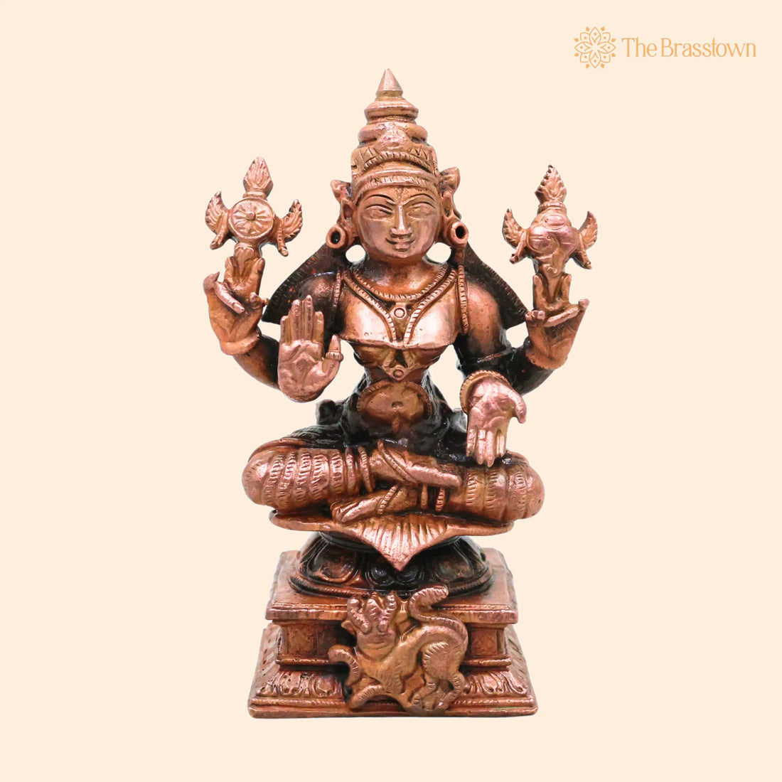 Copper Mahalakshmi Idol – Handcrafted Traditional Tamra Lakshmi Vigraha for Pooja, Vastu, Home Décor &amp; Gifting 3.5 Inch 1