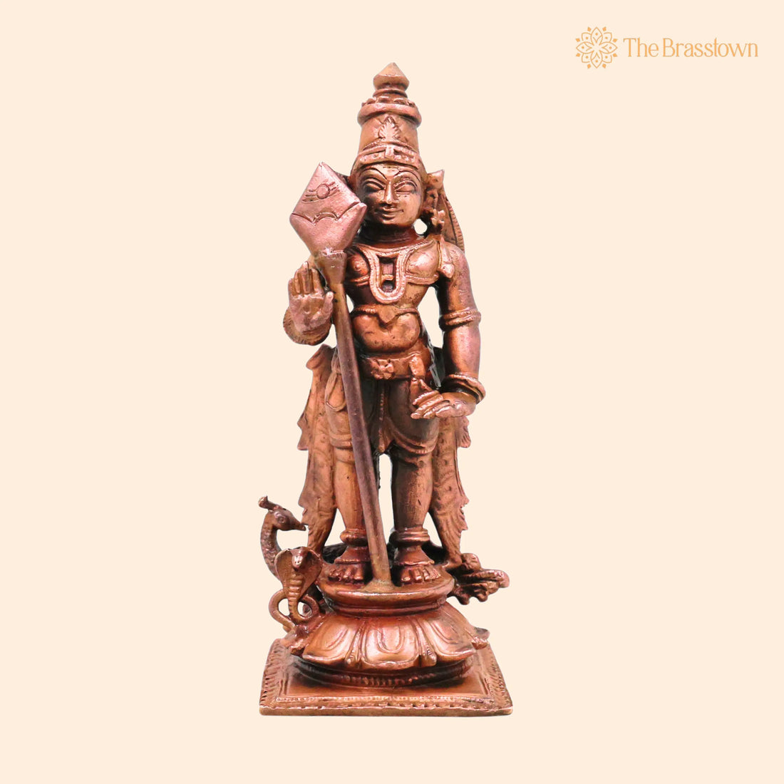 Handcrafted Chola Copper Murugan Idol – Lord Kartikeya Subramanya Swamy Murti for Pooja, Home Décor &amp; Gifting 4.5 Inch 1