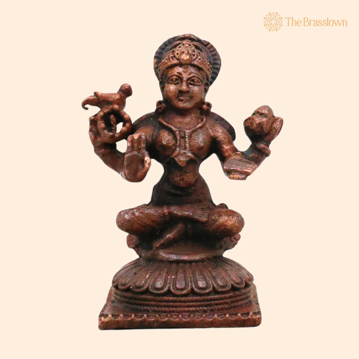 Copper Lakshmi Idol – Handcrafted Traditional Tamra Lakshmi Vigraha for Pooja, Vastu, Home Décor &amp; Gifting 1.5 Inch 1