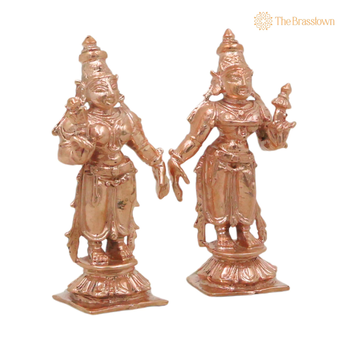 Handcrafted Chola Bronze Sri Devi Bhudevi Murti for Pooja – Home Temple Décor &amp; Spiritual Gifting 3 Inch 2