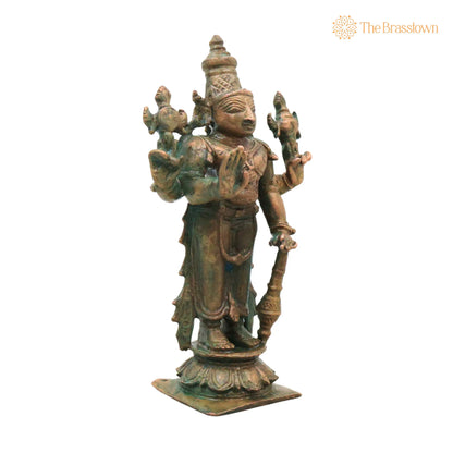 Bronze Vishnu Idol in Antique Finish – Handcrafted Home Décor &amp; Gifting 4 Inch 2