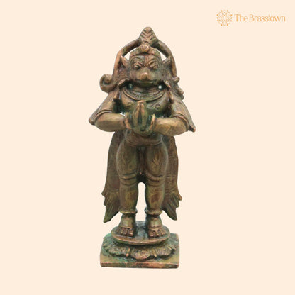 Bronze Hanuman Idol – in Antique Finish Handcrafted Chola Bajrangbali Anjaneya Murti for Pooja Temple Home Décor Spiritual Gift 3 Inch 1