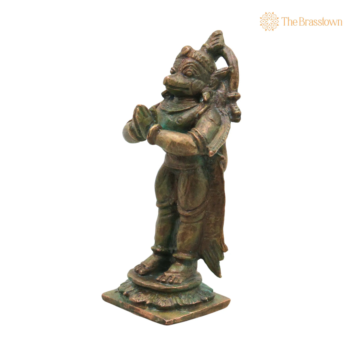 Bronze Hanuman Idol – in Antique Finish Handcrafted Chola Bajrangbali Anjaneya Murti for Pooja Temple Home Décor Spiritual Gift 3 Inch 3