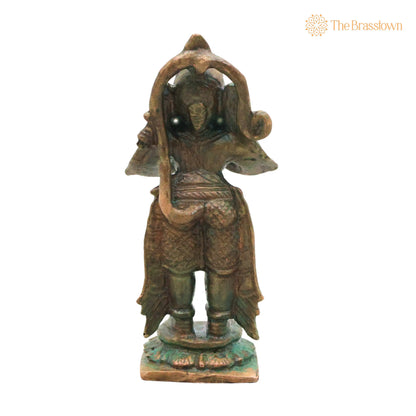 Bronze Hanuman Idol – in Antique Finish Handcrafted Chola Bajrangbali Anjaneya Murti for Pooja Temple Home Décor Spiritual Gift 3 Inch 4