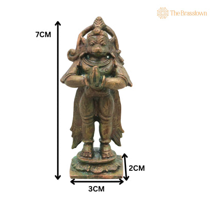 Bronze Hanuman Idol – in Antique Finish Handcrafted Chola Bajrangbali Anjaneya Murti for Pooja Temple Home Décor Spiritual Gift 3 Inch 5
