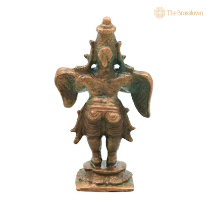Bronze Garuda Vainateya Idol Antique Finish – Handcrafted Traditional Murti for Puja, Home Mandir &amp; Décor 3 Inch 4