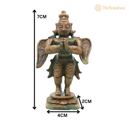 Bronze Garuda Vainateya Idol Antique Finish – Handcrafted Traditional Murti for Puja, Home Mandir &amp; Décor 3 Inch 5