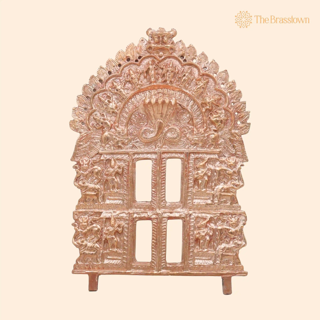 Bronze Prabhavali Sacred Temple Arch for God Idol – Handcrafted Mandir Pooja, Home Décor &amp; Gifting 8 Inch 1