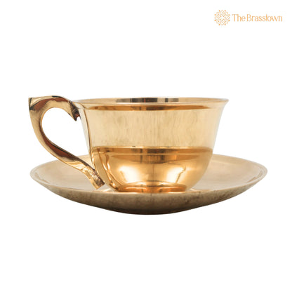Brass Coffee Cup With Saucer – Handcrafted Traditional South Indian Davara Tumbler Set for Pooja, Home Décor &amp; Gifting 3 Inch 3