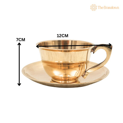 Brass Coffee Cup With Saucer – Handcrafted Traditional South Indian Davara Tumbler Set for Pooja, Home Décor &amp; Gifting 3 Inch 5