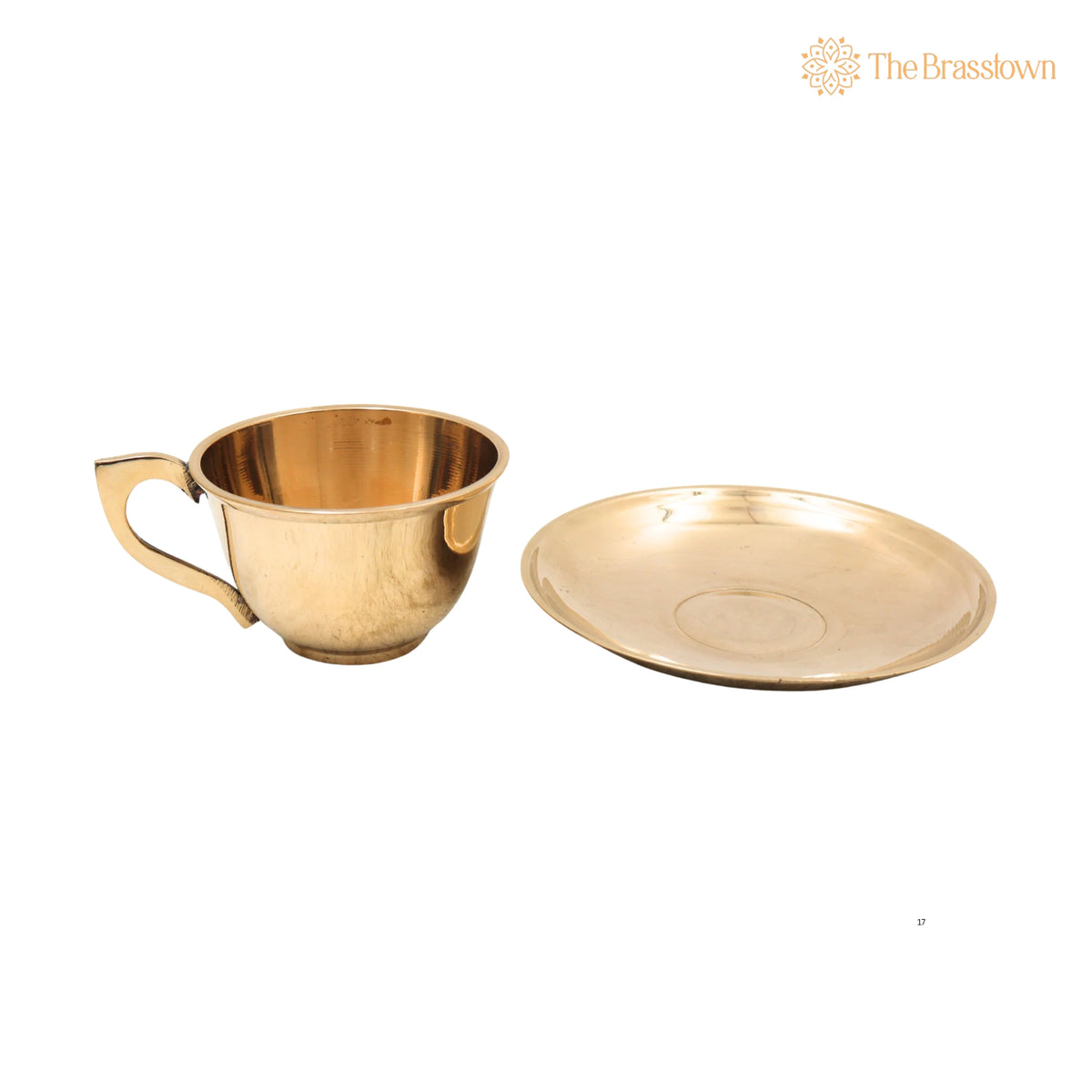 Brass Coffee Cup With Saucer – Handcrafted Traditional South Indian Davara Tumbler Set for Pooja, Home Décor &amp; Gifting 3 Inch 6