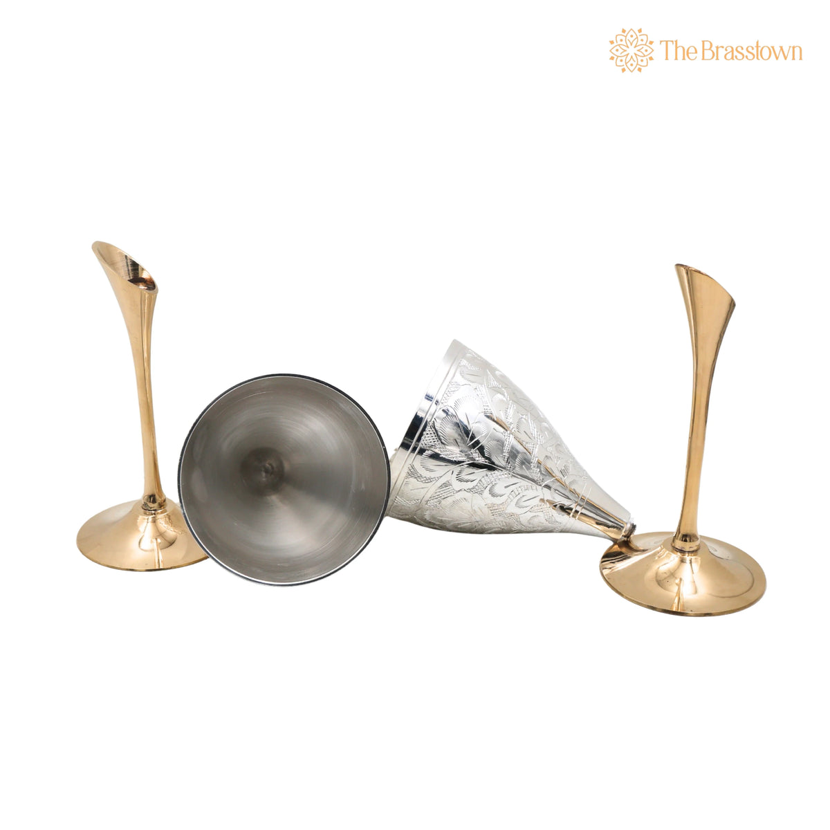 Brass Wine Glass Set of 2 – Handcrafted Traditional Peetal Goblet for Dining, Home Décor &amp; Gifting 8.5 Inch 4