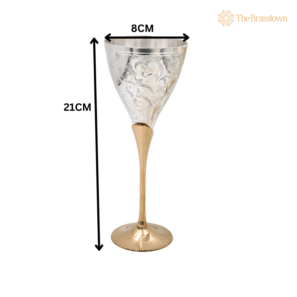 Brass Wine Glass Set of 2 – Handcrafted Traditional Peetal Goblet for Dining, Home Décor &amp; Gifting 8.5 Inch 5