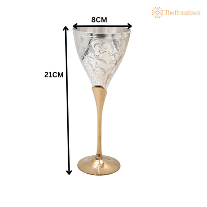 Brass Wine Glass Set of 2 – Handcrafted Traditional Peetal Goblet for Dining, Home Décor &amp; Gifting 8.5 Inch 5
