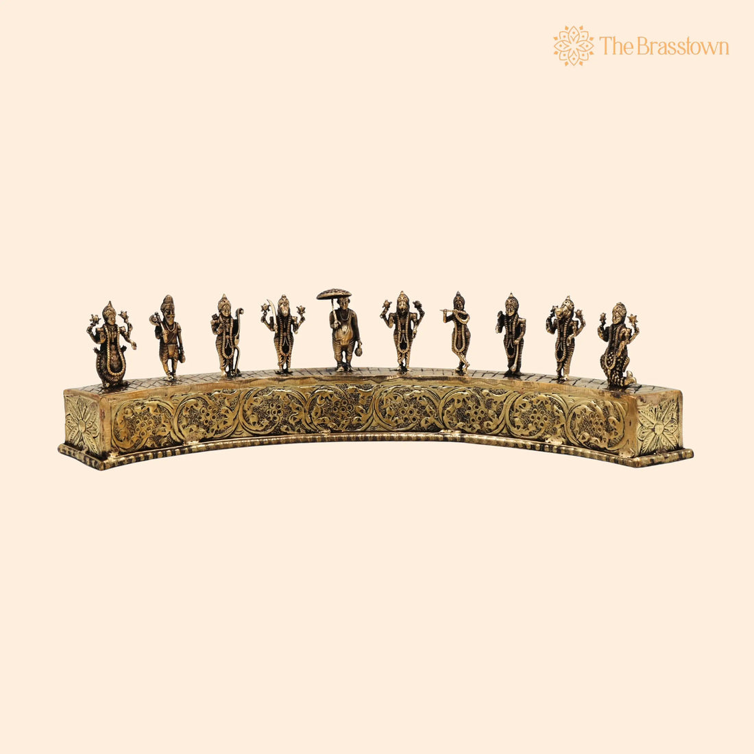 Brass Vishnu Dashavatara Set on Stand – Handcrafted Dashavatar Murti for Pooja, Home Décor &amp; Gifting 3.5 Inch 1