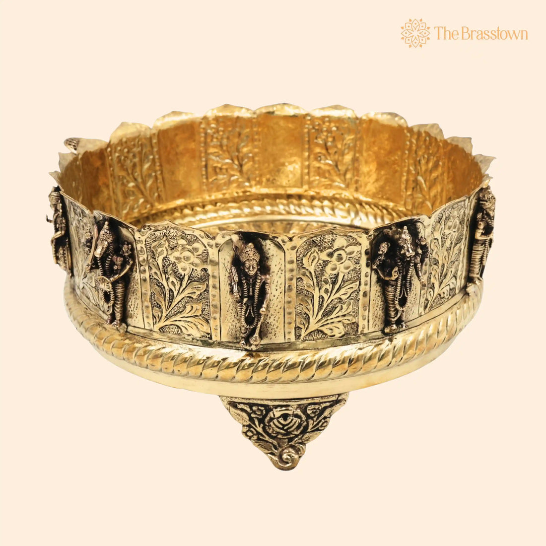Brass Vishnu Dashavatara Bowl – Lord Narayana Pooja Patra, Handcrafted Traditional Home Décor &amp; Gift 4.5 Inch 1