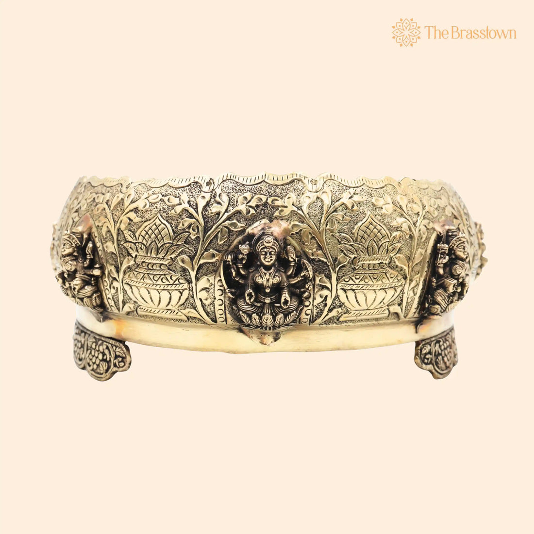 Ashtalakshmi Brass Pooja Bowl – Handcrafted Goddess Lakshmi Flower Basket for Temple, Home Décor, Gifting &amp; Traditional Worship 4 Inch 1
